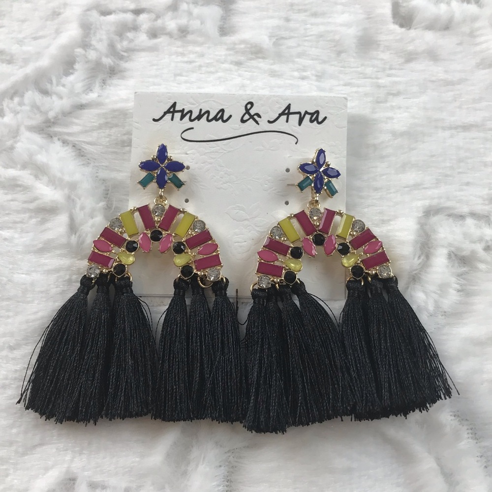 Anna & Ava Black Fringe Earrings•NWT